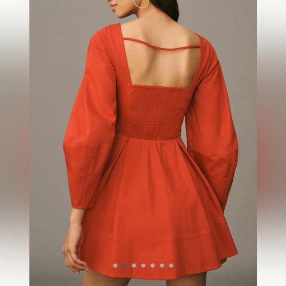 NEW Anthropologie Maeve Long Sleeve Square Neck Pleated Mini Dress - NWT - Picture 2 of 5